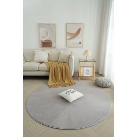 Rond Comfy Zilver Wasbaar Hoogpolig Vloerkleed