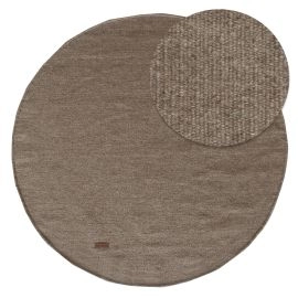 Rond Dalen Bruin Wollen Vloerkleed