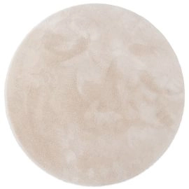 Rond Fluffy Beige Wasbaar Zacht Hoogpolig Vloerkleed