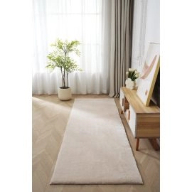 Loper Fluffy Beige Wasbaar Zacht Hoogpolig Vloerkleed