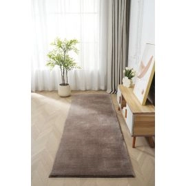 Loper Fluffy Taupe Wasbaar Zacht Hoogpolig Vloerkleed