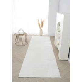 Loper Glossy Gebroken wit Zachte Bontlook Vloerkleed