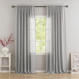 Linnen-look Gordijn 2-pack Kristina Zilver