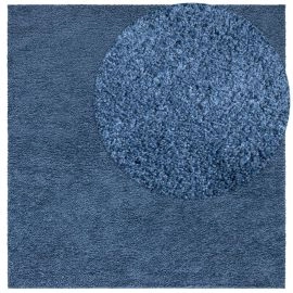 Vierkant Lazy Blauw Hoogpolig Vloerkleed
