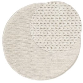 Rond Mellby Gebroken wit Wollen Vloerkleed