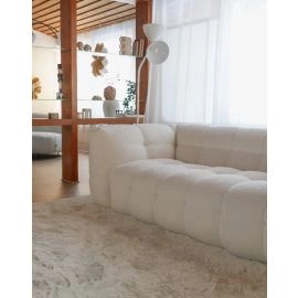 Vierkant Rabbit Eco Lichtbeige Pelskleed