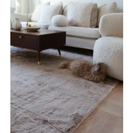 Vierkant Rabbit Eco Taupe Pelskleed